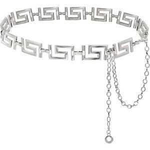 Silver Metal Waist Chain – Adjustable Belly Chain Waist Belt for Dresses